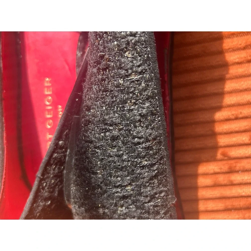 Kurt Geiger Loafers Women's Size 8 Black Good Crystal Buckle Tweed‎ Sparkle